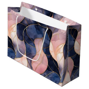 Chic Blue Pink Abstract Birthday Large Gift Bag