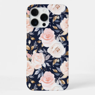 Chic Blue Pink Abstract Floral iPhone 16 Pro Max Case