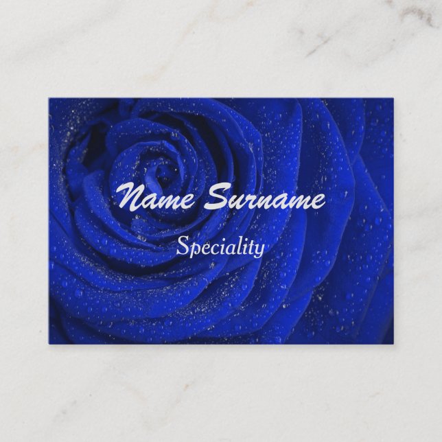 Chic blue rose flower business card (Front)