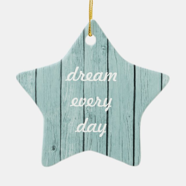 Chic Blue Rustic Wood Ceramic Tree Decoration (Front)