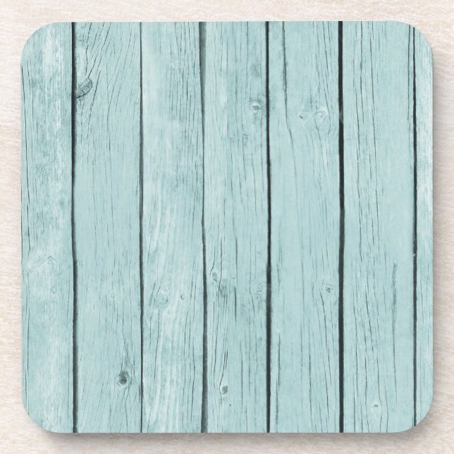 Chic Blue Rustic Wood Coaster (Front)