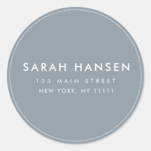 Chic Blue Simple Round Modern Return Address Label