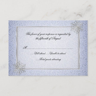 Chic Blue Snowflake Wedding Response Card