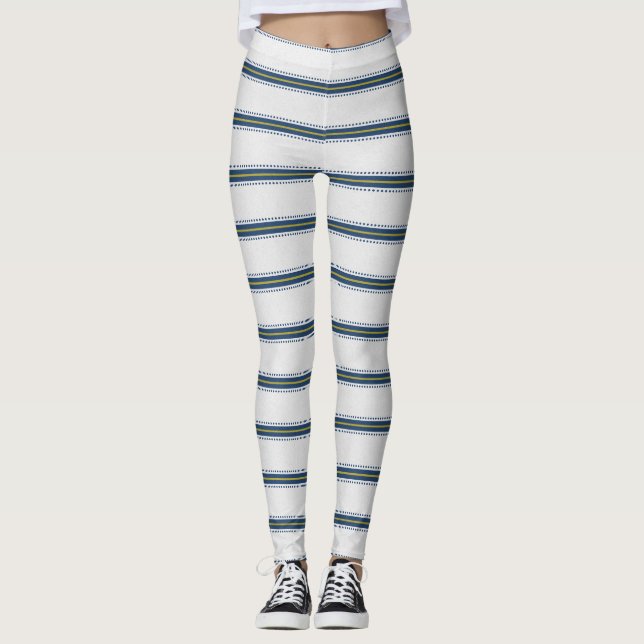 Chic Blue Stripe Leggings (Front)