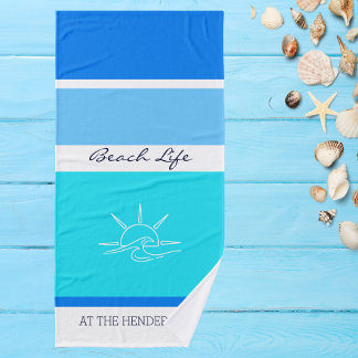 Chic Blue Stripes Ocean Beach House Bath Towel Set