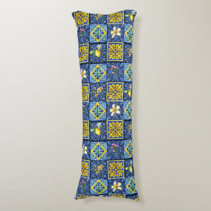 Chic Blue teal Sicilian citrus Mediterranean Body Cushion