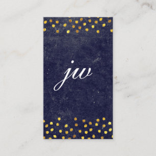 chic blue texture with golden spots monogram business card