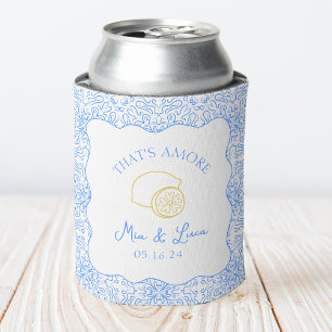 Chic Blue That's Amore Lemon Wedding Favour Can Cooler
