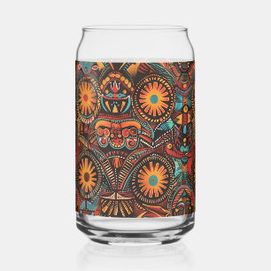 Chic Blue "Timeless Ancestral Imprint" Printed Can Can Glass