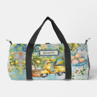Chic blue turquoise sicilian citrus collage floral