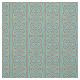 Chic Blue Turquoise Vintage Nouveau Deco Pattern Fabric