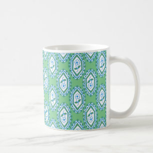 Chic Blue Vintage Periwinkle Floral on Green Coffee Mug