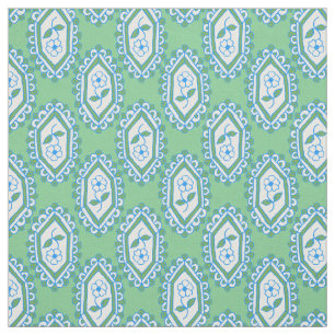 Chic Blue Vintage Periwinkle Floral Pattern Fabric