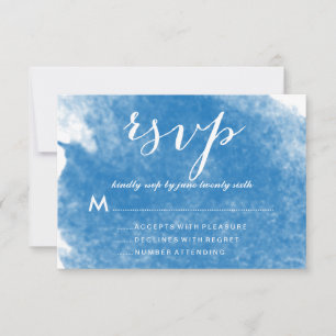 CHIC BLUE WATERCOLOR WEDDING RSVP CARDS