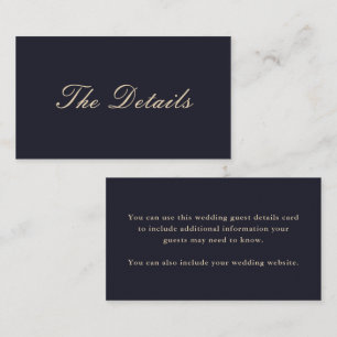 Chic Blue Wedding Guest Details Enclosure Card