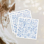 Chic Blue White Chinoiserie Flower Porcelain Napkin<br><div class="desc">This classic design features elegant watercolor bird and peony pattern in delft blue and white</div>