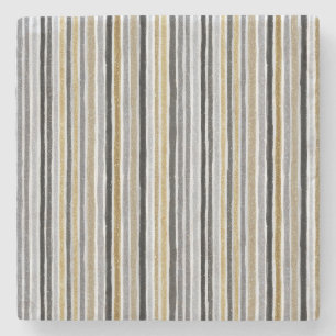 Chic Blue White Stripes Stone Coaster