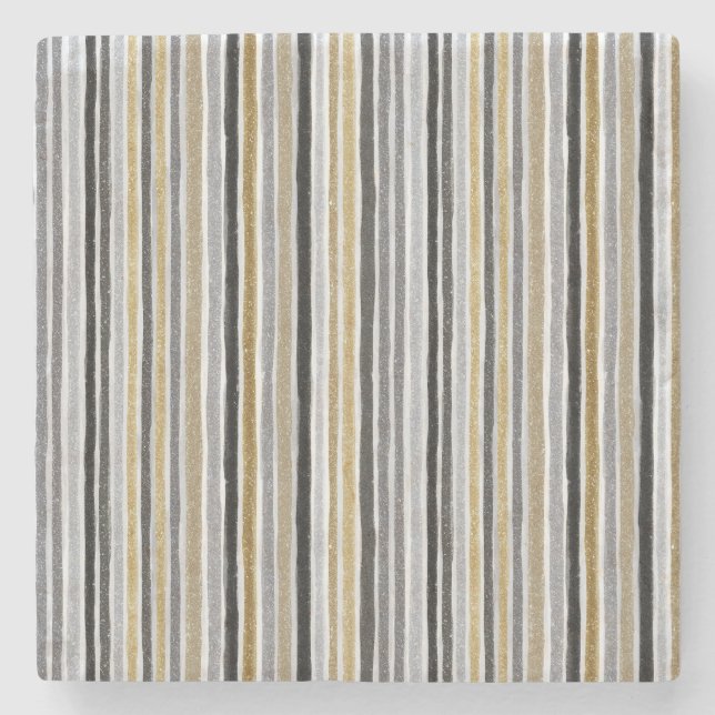 Chic Blue White Stripes Stone Coaster (Front)