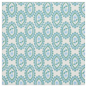 Chic Blue White Vintage Periwinkle Floral Pattern Fabric