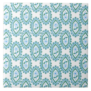 Chic Blue White Vintage Periwinkle Floral Pattern Tile