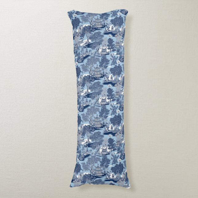 Chic Blue white willow chinoiserie cottage  Body Cushion (Front Vertical)