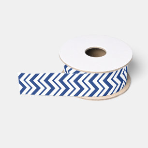 Chic Blue & White Zig-Zag Stripe Grosgrain Ribbon