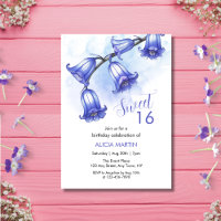 Chic Bluebell Flower Blossom 16th Birthday