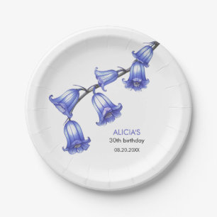 Chic Bluebell Flower Blossom Birthday Paper Plate