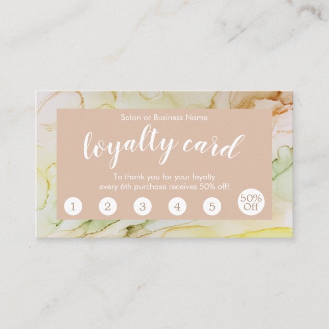 Chic Blush Abstract Salon Loyalty Card (Front)