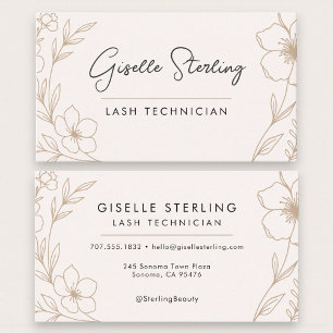 Chic Blush and Black Eyelash Extension Business Card