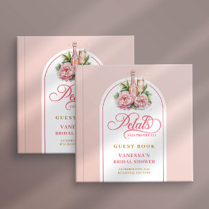 Chic blush and gold petals prosecco guest album book