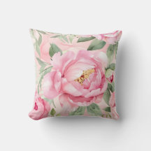 Chic Blush Blooms, A 16x16 Botanical Floral Pillow