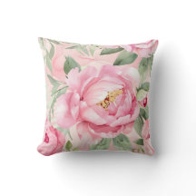 Chic Blush Blooms, A 16x16 Botanical Floral Pillow