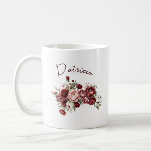 Chic Blush Burgundy Flowers Coffee Mug