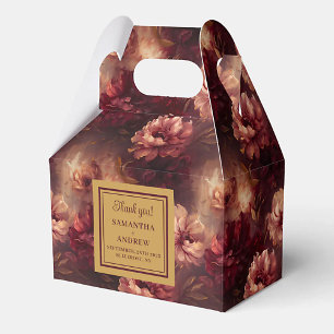Chic Blush Burgundy Gold Watercolor Wedding Thank  Favour Box