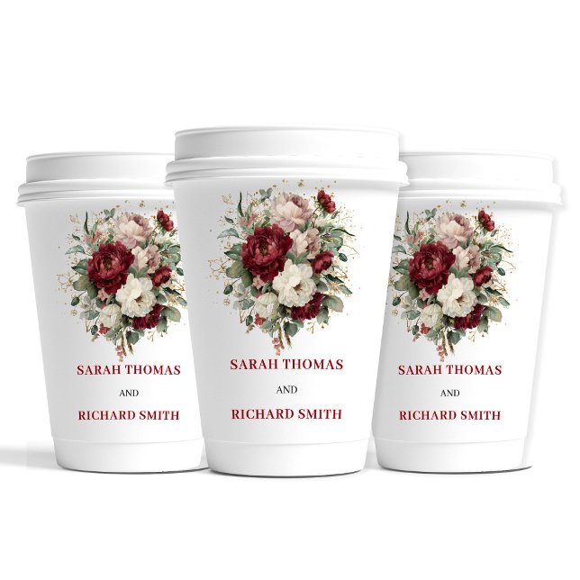Chic Blush Burgundy Gold Wedding Paper Cups (Chic Blush Burgundy Gold Wedding Paper Cups)