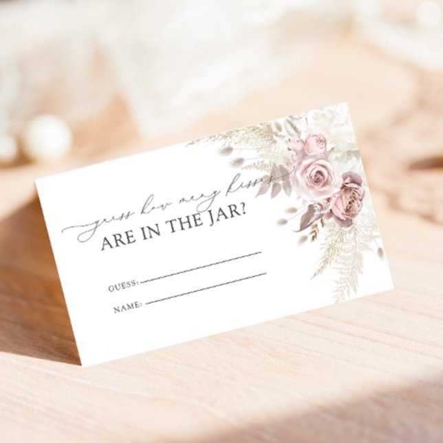 Chic Blush Dusty Rose How Many Kisses Bridal Game Enclosure Card (Creator Uploaded)