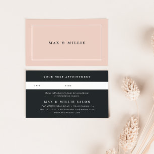 Chic Blush   Elegant Pink & Black Appointment Card