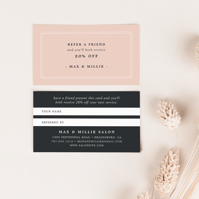 Chic Blush | Elegant Pink & Black  Referral Card (Creator Uploaded)
