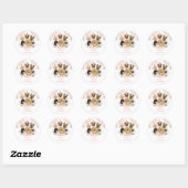 Chic Blush Floral Dogs Puppies Birthday Party Classic Round Sticker (Sheet)