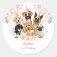 Chic Blush Floral Dogs Puppies Birthday Party