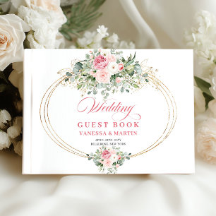 Chic Blush Floral Eucalyptus Wedding Guest Book