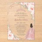 Chic Blush Floral Rose Gold Quinceañera Princess