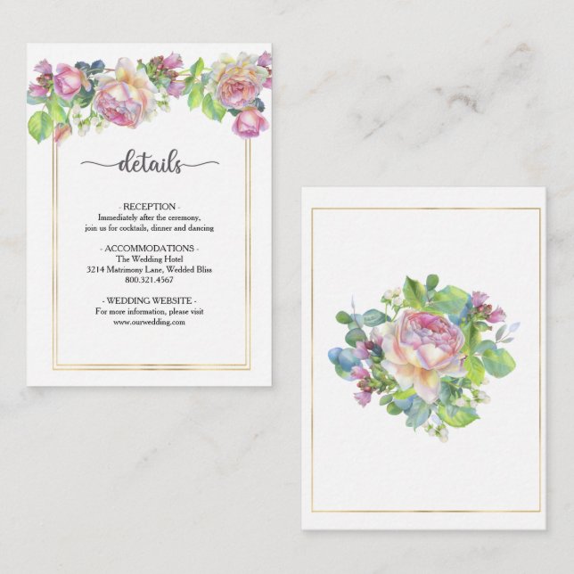 Chic Blush Floral Wedding Enclosure Card (Front/Back)