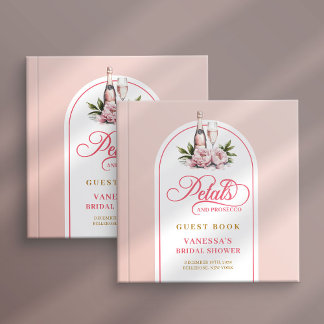 Chic blush gold petals prosecco bridal shower guest book