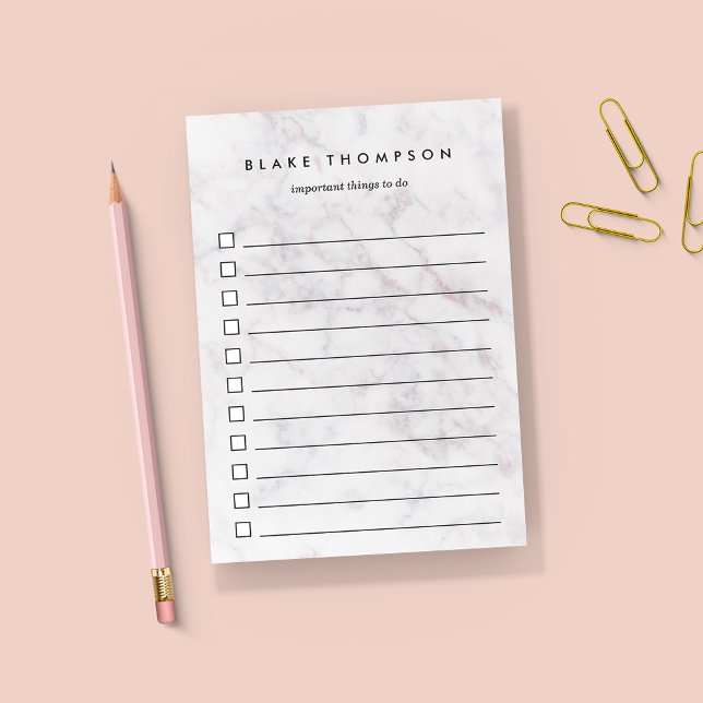 Chic Blush & Gray Marble Personalized To-Do List Post-it Notes (Creator Uploaded)