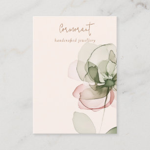 Chic Blush Green Pink Flower Blank Jewellery Displ Business Card