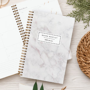 Chic Blush & Grey Marble Personalised Planner