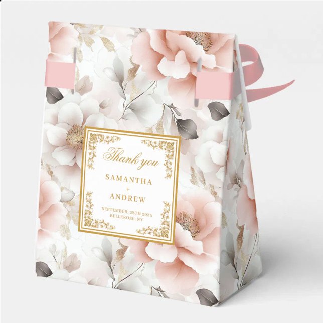 Chic Blush Ivory Gold Wedding Thank You Box (Chic Blush Ivory Gold Wedding Thank You Box)