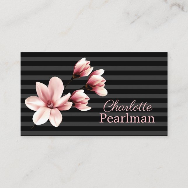 Chic Blush Magnolias Business Card (Front)